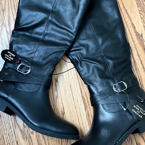 nwt style & co black high boots w/ buckle - Picture 1 of 3